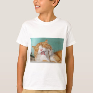 Camiseta Tosa de Gato Laranja Fofa