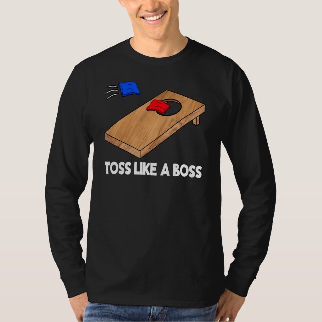 Camiseta Tosse Como Um Chefe Da Equipe Cornhole Bean Bag Co (Frente)