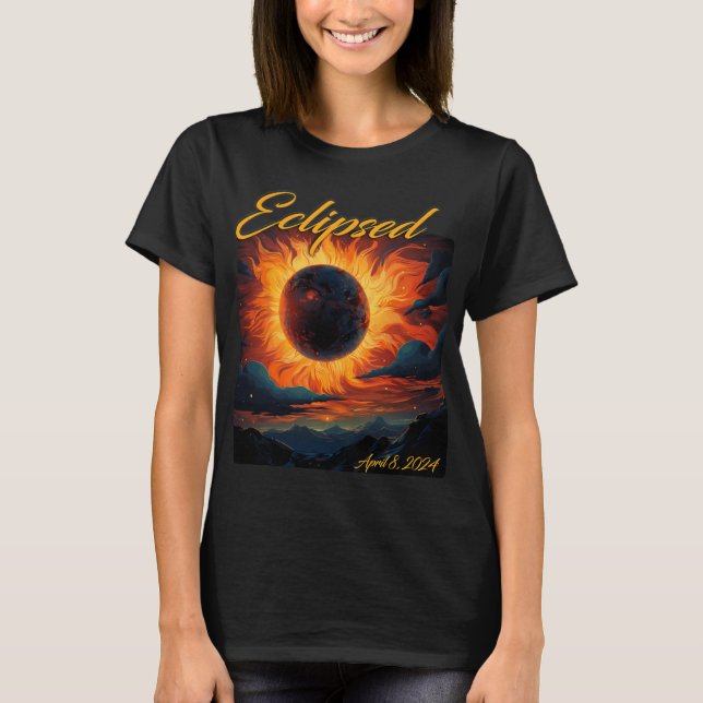 Camiseta Total 2024 Eclipse Solar Totalidade Sun Moon (Frente)