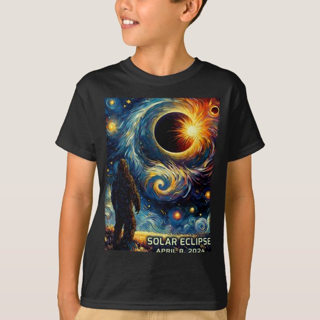 Camiseta Total da Eclipse Solar América Sasquatch Starry Ni (Frente)