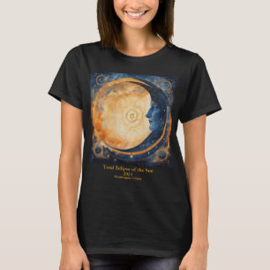 Camiseta Total de Eclipes Solares Seu Nome De Texto Moon Fa
