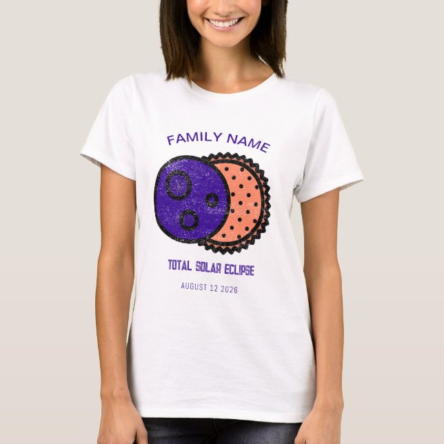 Camiseta Total de Eclipse Solar 2026 Personalizado (Frente)