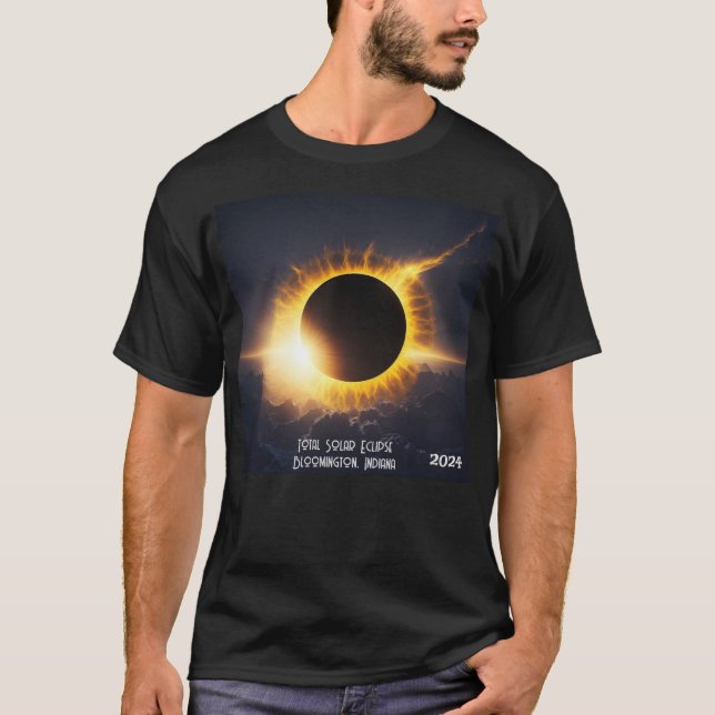 Camiseta Total de Eclipse Solar Adicionar qualquer Texto e  (Frente)