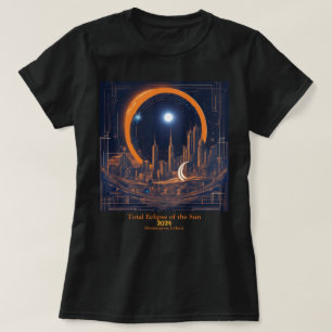 Camiseta Total de Eclipse Solar do Texto do Arranha-céus da