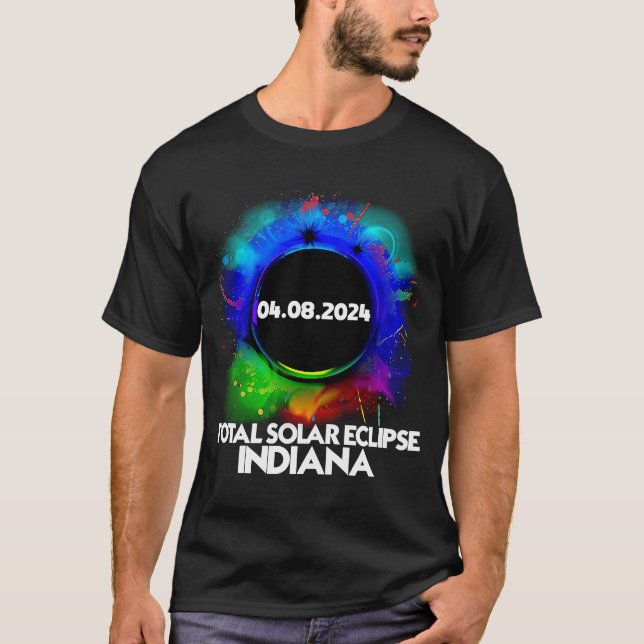 Camiseta Total de Eclipse Solar Indiana 2024 Totalidade Col (Frente)