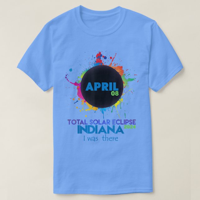Camiseta Total de Eclipse Solar Indiana 2024 Totalidade Col (Frente do Design)