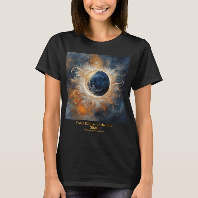 Camiseta Total de Eclipse Solar Magic 2 Lados do seu texto (Frente)