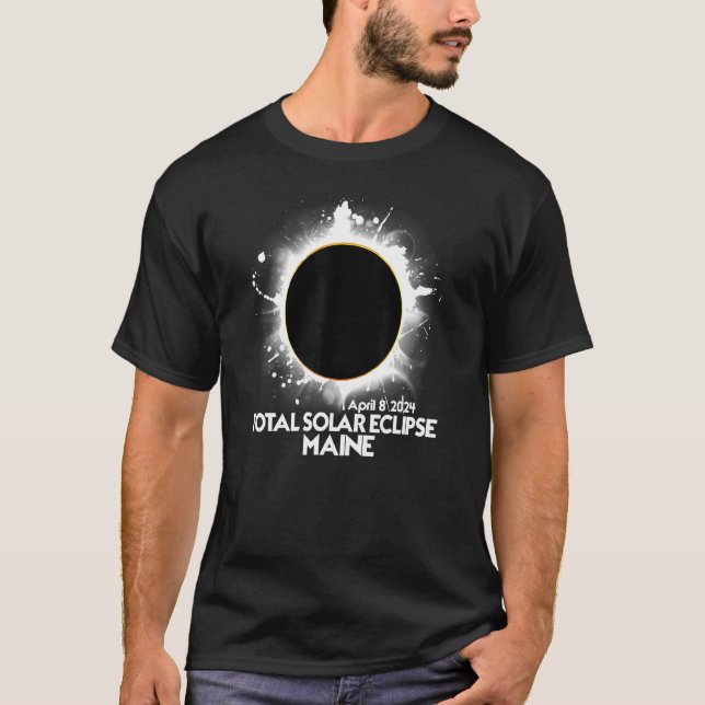 Camiseta Total de Eclipse Solar Maine 2024 Totalidade Ameri (Frente)