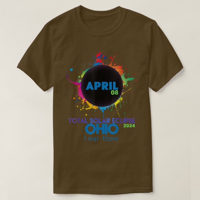 Camiseta Total de Eclipse Solar Ohio 2024 Totalidade Colori (Frente do Design)