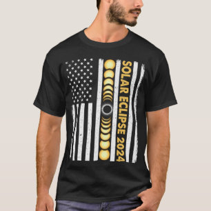Camiseta Total do Eclipse Solar 2024 Totalidade Fases Améri