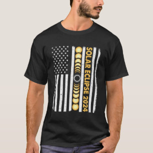 Camiseta Total do Eclipse Solar 2024 Totalidade Fases nos E