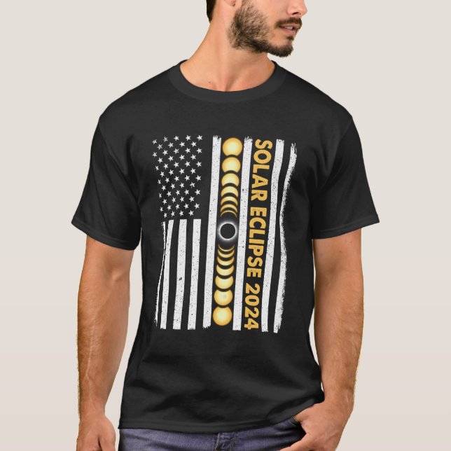 Camiseta Total do Eclipse Solar 2024 Totalidade Fases nos E (Frente)