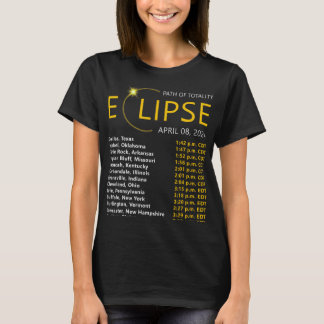 Camiseta Total do Eclipse Solar Apirl 08 2024 Mapa Eclipse 