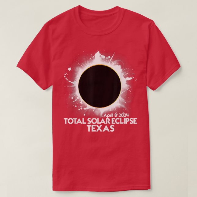 Camiseta Total do Eclipse Solar TEXAS 2024 Totalidade Ameri (Frente do Design)