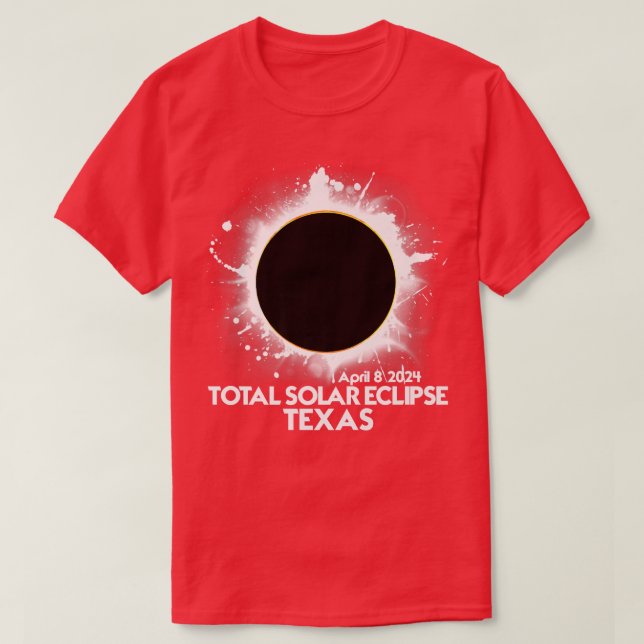 Camiseta Total do Eclipse Solar TEXAS 2024 Totalidade Ameri (Frente do Design)
