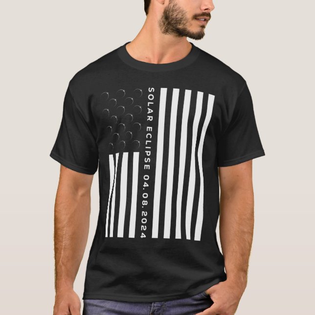 Camiseta Total do Eclipse Solar US American Flag 04.08.2024 (Frente)