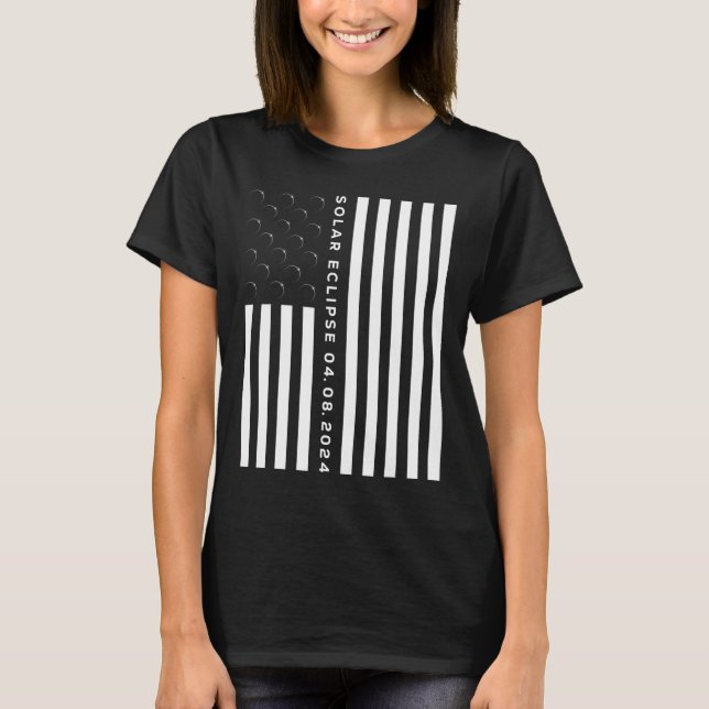Camiseta Total do Eclipse Solar US American Flag 04.08.2024 (Frente)