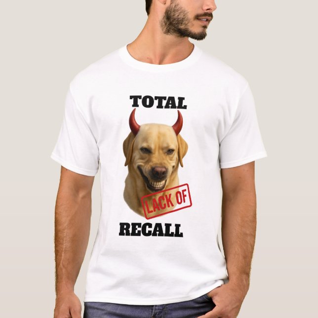 Camiseta 'TOTAL FALTA DE MEMÓRIA' do Labrador Amar (Frente)