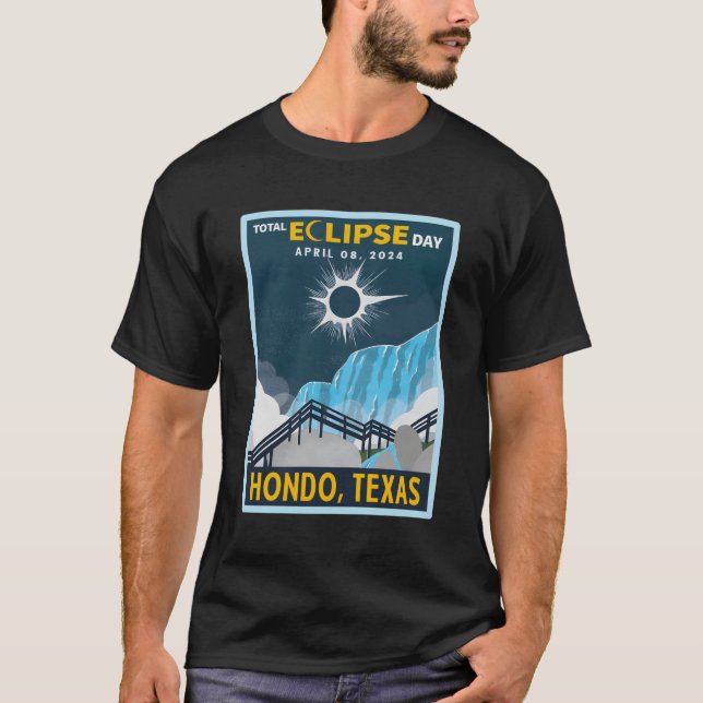Camiseta Total Solar Eclipse 2024 do Hondo Texas (Frente)