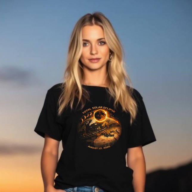 Camiseta Total Solar Eclipse 2026 (Total Solar Eclipse August 12, 2026 Path of Totality t shirt women)