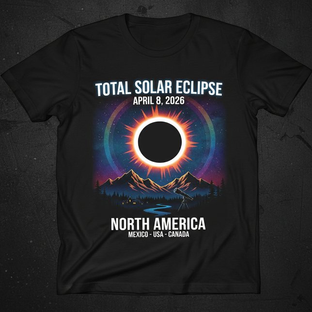 Camiseta Total Solar Eclipse 2026 - North America Souvenir (Criador carregado)