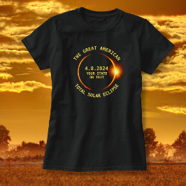 Camiseta Total Solar Eclipse 4.8.2024 EUA Adicionar seu Est