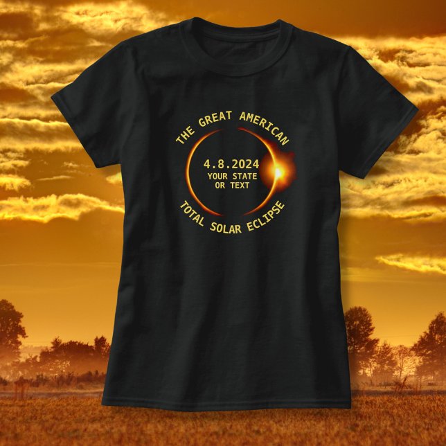 Camiseta Total Solar Eclipse 4.8.2024 EUA Adicionar seu Est (Criador carregado)