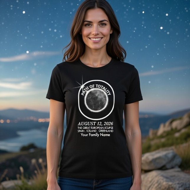 Camiseta Total Solar Eclipse August 12 2026 Custom Family (Stunning Solar Eclipse 2026 design on a classic black tee. Perfect for the path of totalit)