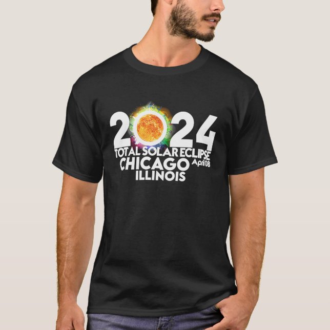 Camiseta Total Solar Eclipse Chicago ILLINOIS abril 8 2024 (Frente)