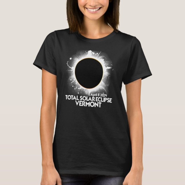 Camiseta Total Solar Eclipse Vermont 2024 Totalidade Americ (Frente)