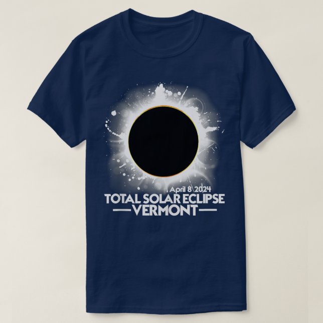 Camiseta TOTAL VERMONT Eclipse Solar 2024 abril 8 Totalidad (Frente do Design)