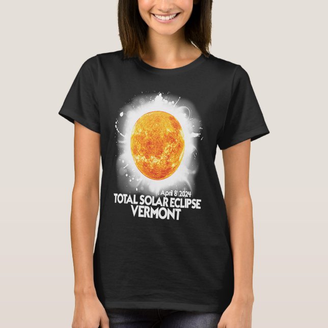 Camiseta Totalidade VERMONT 2024 Eclipse Solar Total Americ (Frente)