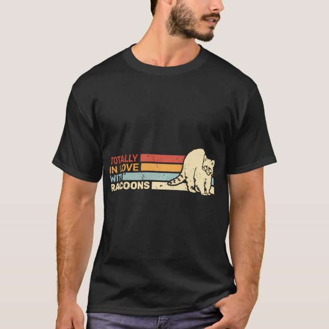 Camiseta Totalmente Apaixonado Por Guaxinins Homens Retro M (Frente)