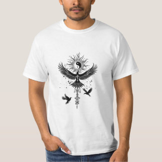 Camiseta Totem Místico Yin Yang Corvo Celestial