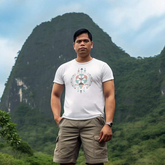 Camiseta Totem tribal geométrico colorido 2 (Criador carregado)