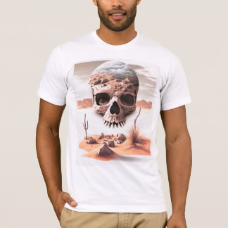 Camiseta Totenkopf in der heissen Wüste Stoner Rock Motiv 