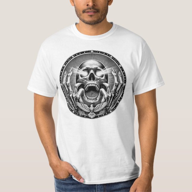 Camiseta Totenschädel mit Skeletthänden und Adler (Frente)