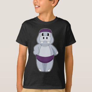 Camiseta Touca de Natação Hipopótamo Nadando