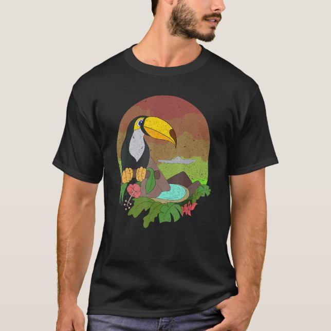 Camiseta Toucan Exotic Bird Zoo Animal Willife Retro Touch (Frente)