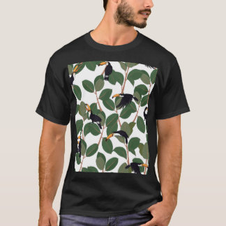 Camiseta Toucan Parrot and Ficus: Elegância Vintage.
