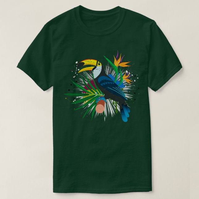 Camiseta Toucan Retro de Pássaros Exótico (Frente do Design)