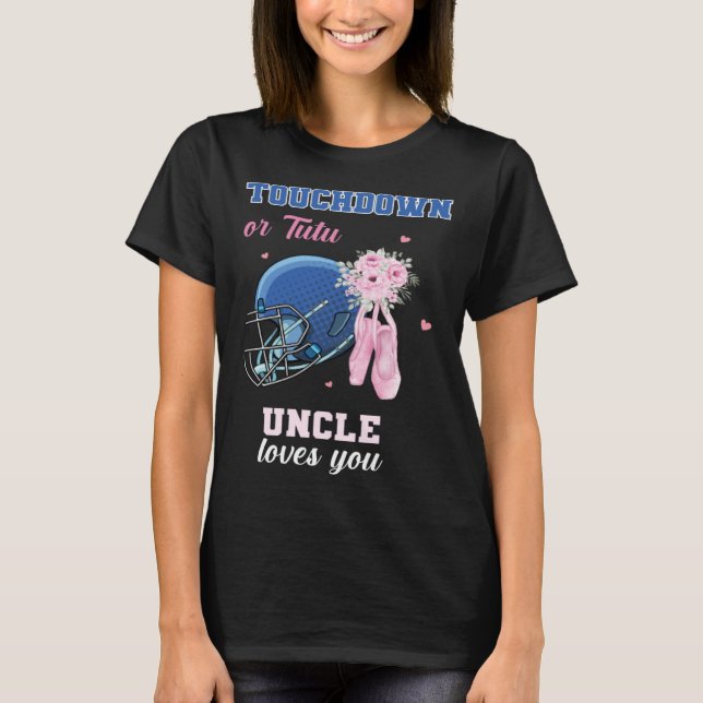 Camiseta Touchdown Or Tutu Uncle Loves You Gender Reveal Bo (Frente)