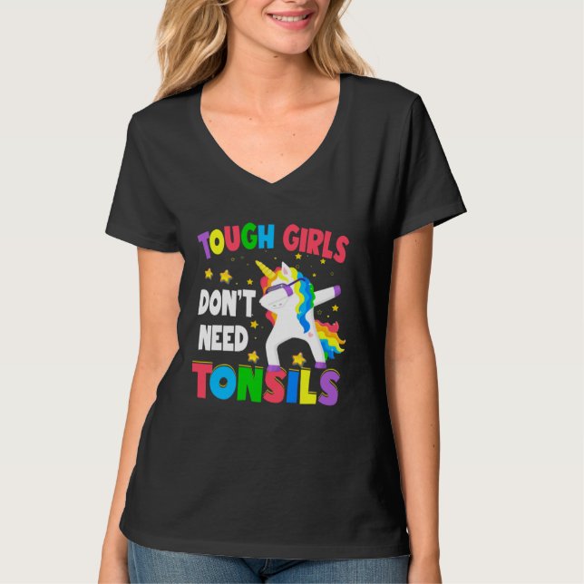 Camiseta Tough Girls Surgery Recovery Girls Unicorn Tonsil  (Frente)