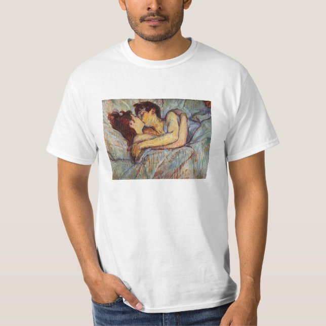 Camiseta Toulouse-Lautrec na cama o t-shirt do beijo (Frente)
