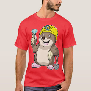 Camiseta Toupeira como Minerador com Diamante de Pá