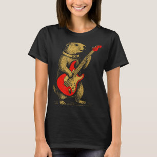 Camiseta Toupeira Vintage Tocando Violão Música Divertida R
