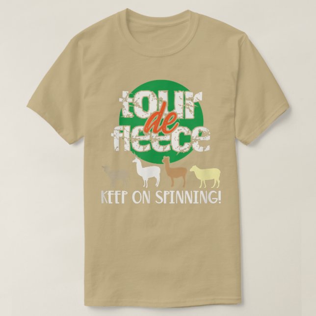 Camiseta Tour de Fleece Fiber para Girar Rodas Handspin (Frente do Design)