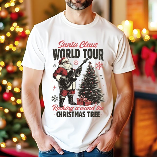 Camiseta Tour mundial de Santa Claus Retro Christmas Men (Criador carregado)