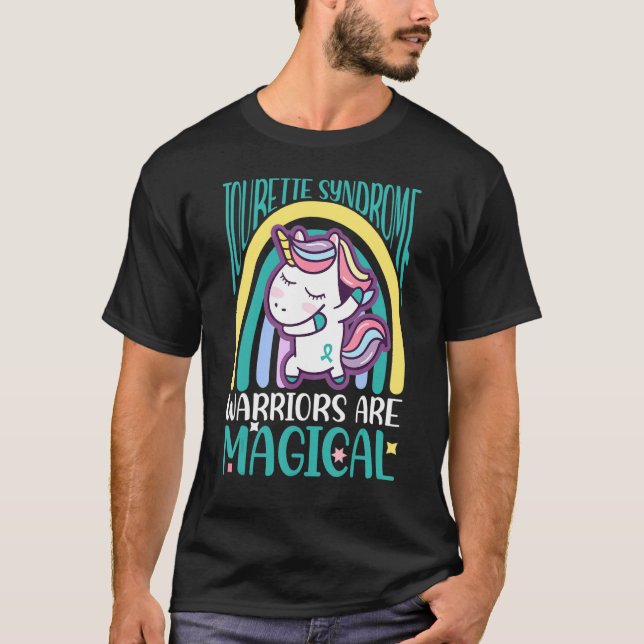 Camiseta Tourette Syndrome Dabbing Magical Unicorn Teal Rib (Frente)