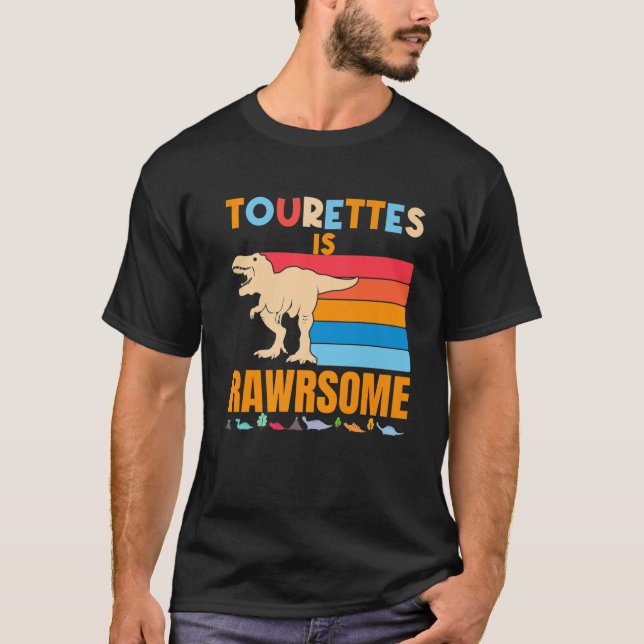 Camiseta Tourettes É Incrível Tourettes Dinossauro Dotado T (Frente)